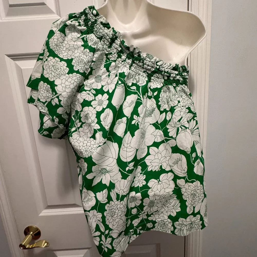 J.Crew size M  smocked floral one shoulder top